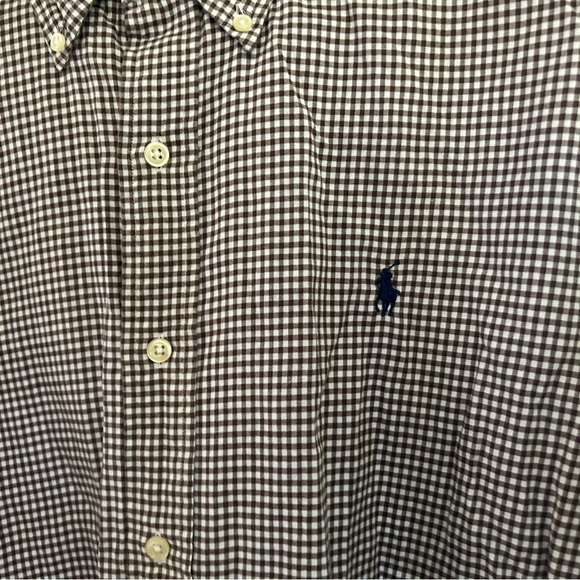 Brown plaid lightweight button-down shirt — Polo RL XL - Picture 2 of 3